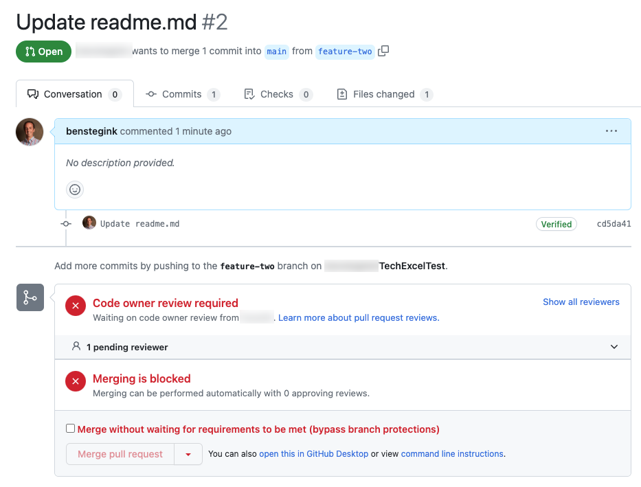 Pull request pending the code owner review