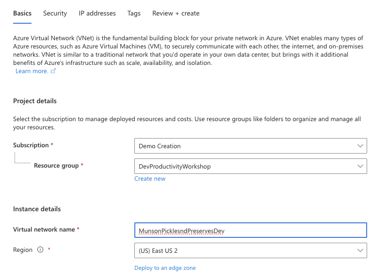 Virtual Network Configuration